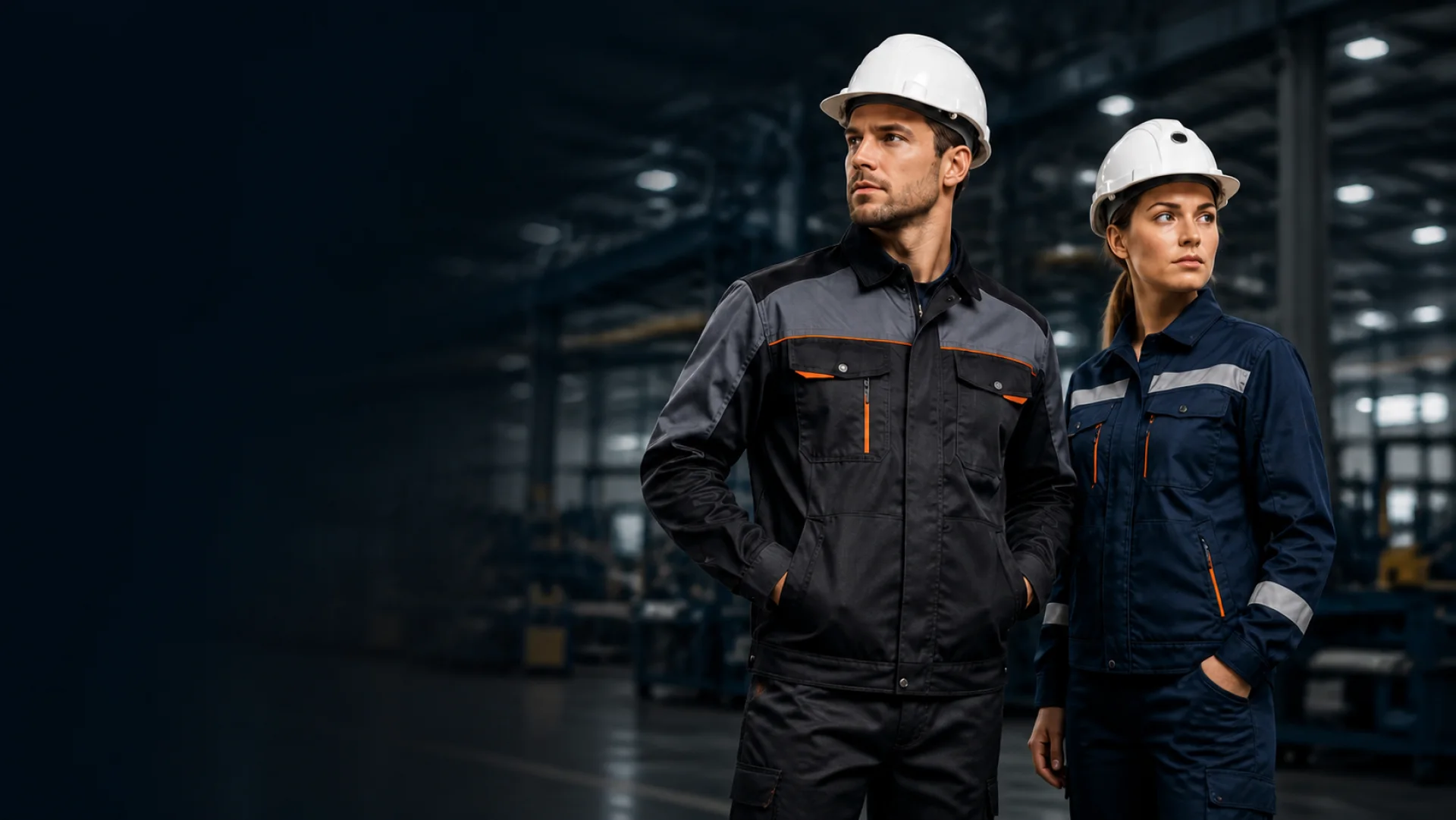 Workwear professionals in a manufacturing facility